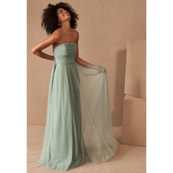 NWT Anthropologie BHLDN Jenny Yoo Ryder Convertible Maxi Dress Green Wedding 0 - Picture 1 of 15